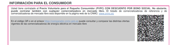 Factura eléctrica PVPC abril 2026 - Información al consumidor